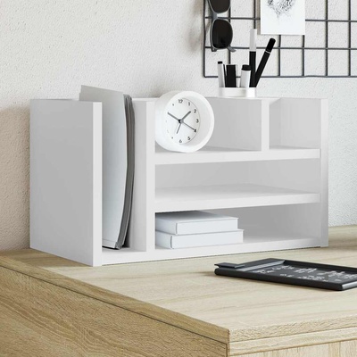 vidaXL Органайзер за бюро, бял, 44, 5x24x25 см, инженерно дърво (848038)