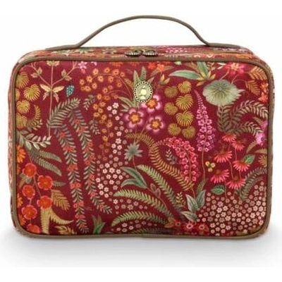Pip Studio Casey Querida Quilted Velvet sametový kosmetický kufr červený