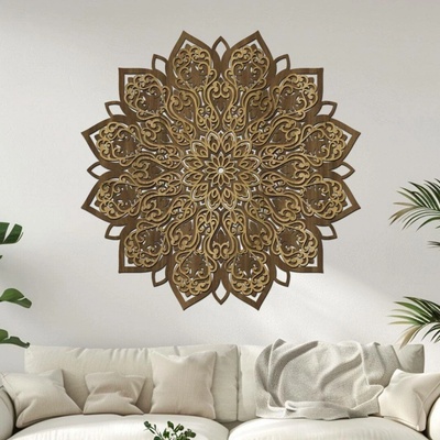 dřevo života 2 vrstvá mandala ROZKVĚTU Rozměry (cm): 60x60, Zvolte barevný dekor: dub zlatý-ořech
