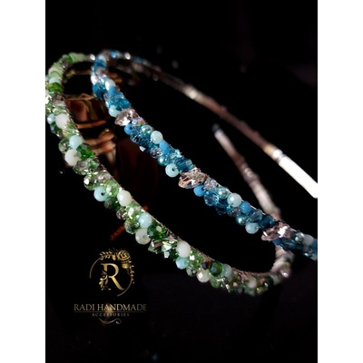 Radi handmade Елегантна диадема със светло зелени камъни и кристали (634)