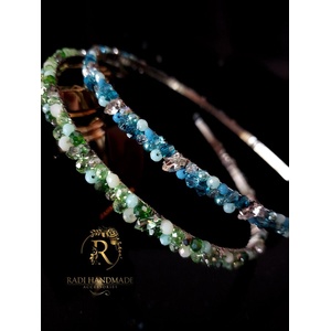 Radi handmade Елегантна диадема със светло зелени камъни и кристали (634)