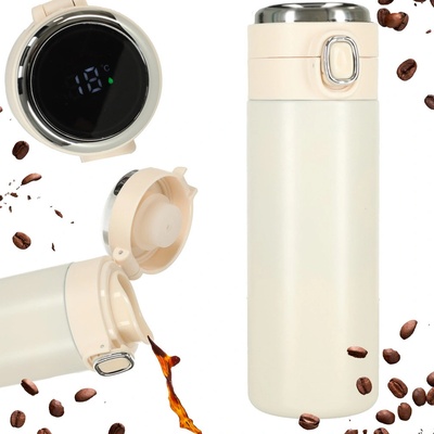 KIK Termohrnek s náustkem LED termoska béžový 420 ml