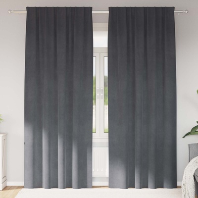 vidaXL Затъмняващи завеси 2 pcs Светлосиво 140 x 225 cm Кадифе (4107290)