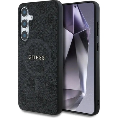 GUESS Leather 4G Colored Ring Classic Logo MagSafe калъф за Samsung Galaxy S25 черен (3666339449483)
