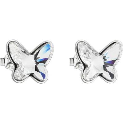 Pavona Stříbrné náušnice pecka s krystaly Swarovski bílý motýl 31251.1