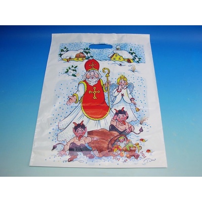 Taška PE průhmat 34x46 cm Mikuláš,zimní krajina 413565