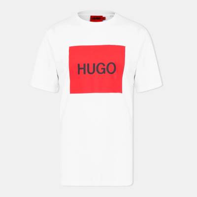 Hugo Тениска Hugo Dulive Box Logo T Shirt - White 100