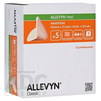 Allevyn Heel Krytie polyuretánové hydrocelulárne kapsovitý tvar, 10,5 x 13,5 cm 5 ks