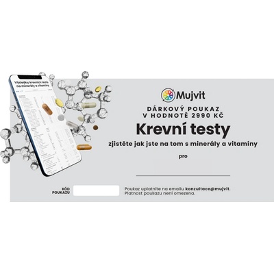 Dárkový poukaz / voucher na Krevní testy na vitamíny a minerály Mujvit v hodnotě 2990 Kč – Zboží Mobilmania