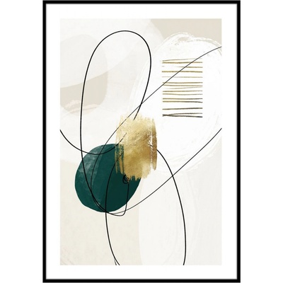 Obraz v ráme Zelené tvary I, 70 × 50 cm, OB-14046