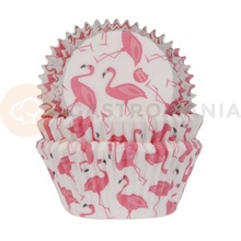 House of Marie Košíčky na cupcakeplameňáci HM5812 bílá růžová průměr 5 cm 50 ks