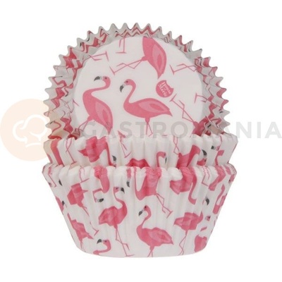 House of Marie Košíčky na cupcakeplameňáci HM5812 bílá růžová průměr 5 cm 50 ks – Zboží Mobilmania