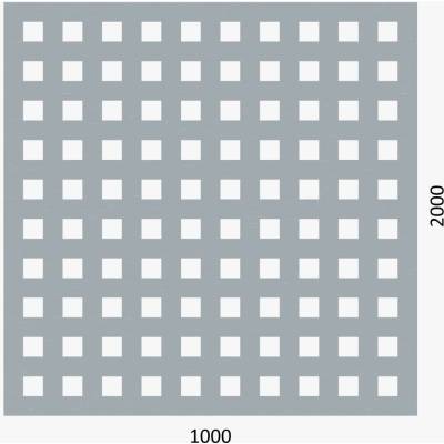Dierovaný plech Zn t = 1,5 mm, otvor 10 x 10 mm rozteč 10 mm