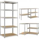 Funfit Home&Office Метален индустриален рафт с MDF плоскости 222x90x40cm (4778)