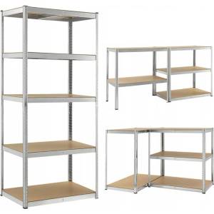 Funfit Home&Office Метален индустриален рафт с MDF плоскости 222x90x40cm (4778)