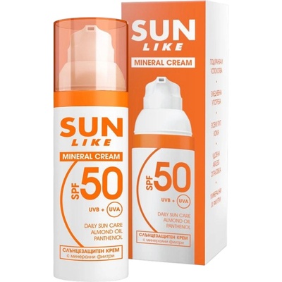 Sun like, минерален слънцезащитен крем за лице, spf 50, 50 мл