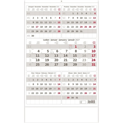 Pětiměsíční nástěnný šedý 2027