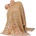 Кашмирен шал в светлокафяво с цветя и пеперуди