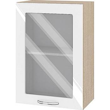 Image 1 of ИРИМ Горен кухненски шкаф витрина Сити МФ-Бяло гланц-05-218 50 см