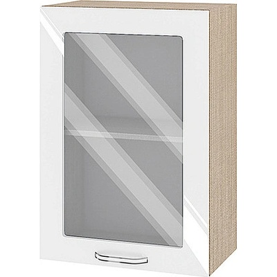 ИРИМ Горен кухненски шкаф витрина Сити МФ-Бяло гланц-05-218 50 см