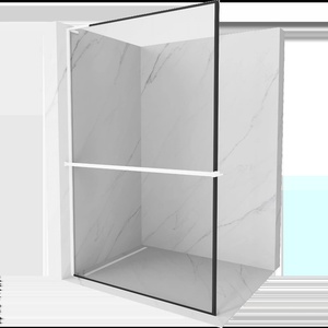 Mexen Kioto+ L Стикло за душ кабини с рафт Walk-in 50 x 200 см, черна рамка, бяла - 800-050-123-20-70 (800-050-123-20-70)