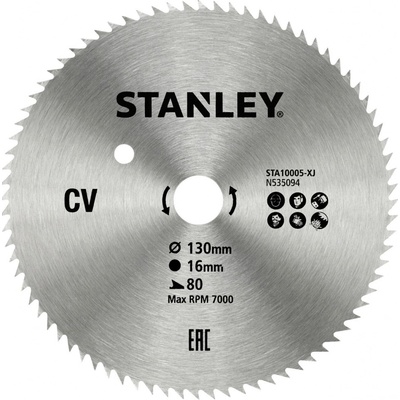 Stanley 10005 Pilový kotouč pro příčné řezy 130 x 16 mm, 80 zubů