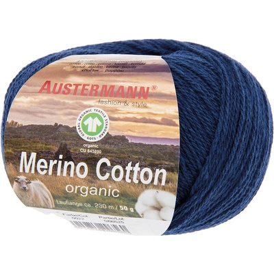 Austermann MERINO COTTON - 55% vlna merino, 45% bavlna - Ručně pletací příze Barva: 22 INDIGO