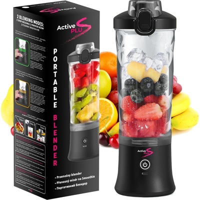 ActivePlus přenosný bezdrátový na smoothie nabíjecí 600ml Černý