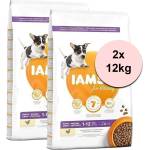 Iams Куче Пухкави Малки Средни Породи Пиле 2 x 12 кг