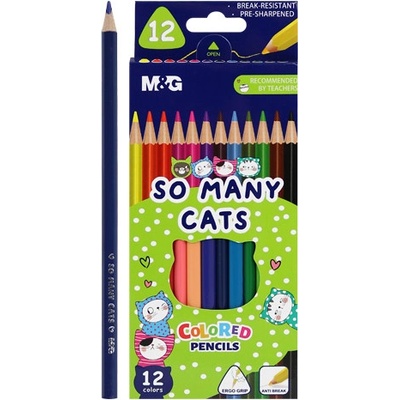 M&G Pastelky trojhranné So Many Cats sada 12 ks 450873