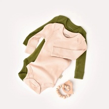 BabyCosy Organic ORGANIC body s dlouhým rukávem 2ks Khaki Pudrová