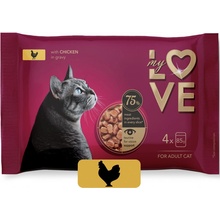 My Love SET pre mačky s kuracím mäsom v jemnej omáčke 4 x 85 g