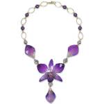 Dannyra Колие с естествена орхидея, перли Майорка, мъниста клоазоне Eternal Orchid Dannyra Jewels