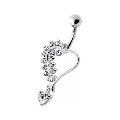 Šperky4U stříbrný piercing do pupíku srdíčko BP01312-C