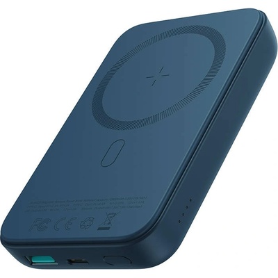 JOYROOM Mini Magnetic Wireless Quick Charging Power Bank 10000 mAh - преносима външна батерия с USB-C порт, USB-A изход и безжично зареждане с MagSafe (син)