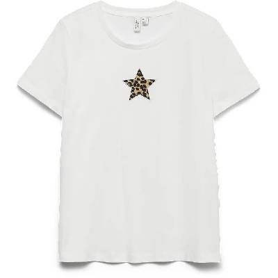 Тениска Vero moda Isuma short sleeve T-shirt - White (Snow White / Print Star Patch)