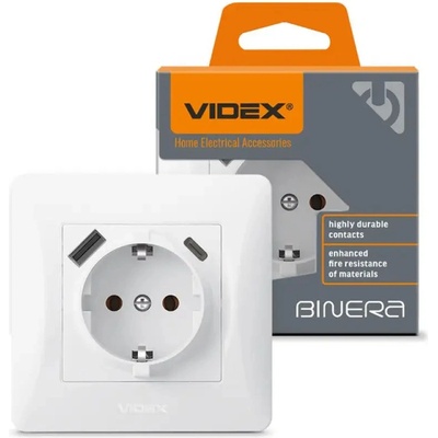 Videx Vf-bnsk1guc-w КОНТАКТ ШУКО usb-a+usb-c binera videx - БЯЛ (4820246485302)