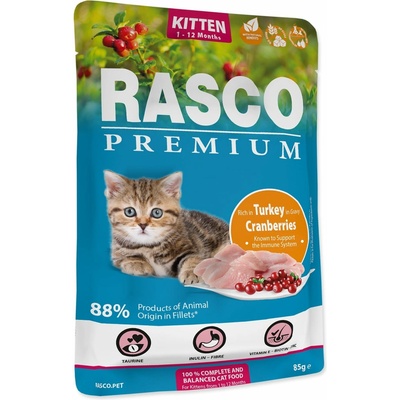 Rasco Premium Kitten morka s brusnicou 85 g