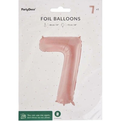 PartyDeco Balónek fóliový číslo 7 béžový 72cm