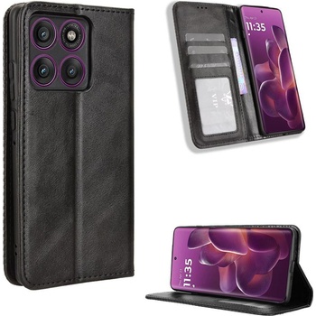 Motorola Edge 60 Pro Ретро Магнитен Кожен Калъф Портфейл с Поставка и Скрийн Протектор - Четири Цвята