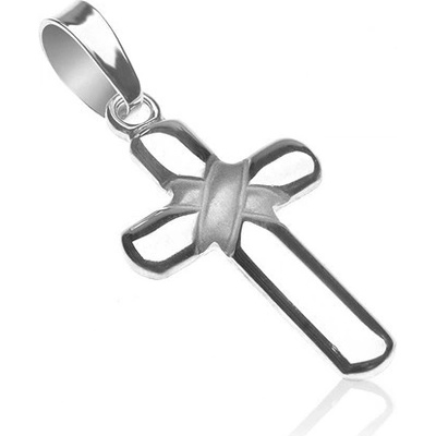 Šperky eshop Stříbrný přívěsek 925 ovinutý střed lesklého křížku X33.20