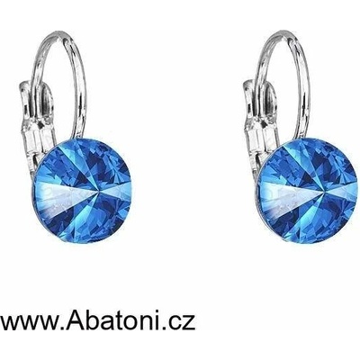 Swarovski Elements Rivoli vlepený krystal Dětské Ocelové náušnice visací modré kulaté 51031.3 Sapphire modrá královská