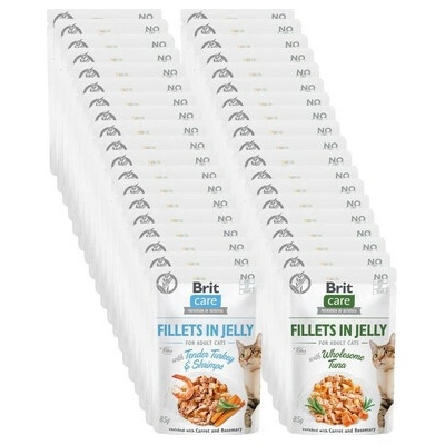 BRIT Care Fillets in Jelly Mix příchutí Krůta a krevety, tuňák pro kočky 48 x 85 g