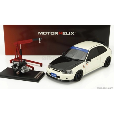 Motorhelix Honda Civic Ek9 Type R Spoon With Engine And Accessories 1999 Bílý Černý Uhlík 1:18