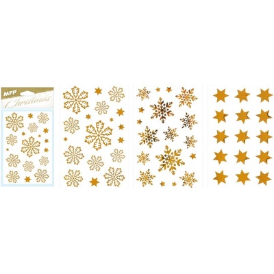 UNIPAP samolepka vánoční vločky 80x120mm zlatá 8882325 173940