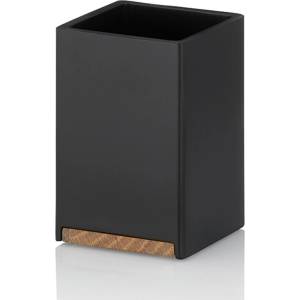 KELA Чаша за баня Cube - черна с дървен елемент (KELA-23687)