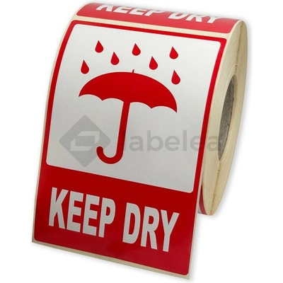 Labelea Samolepiace etikety 80x120 mm KEEP DRY, na zásielky, 500 etikiet na rolke EKZ080120UVSKD