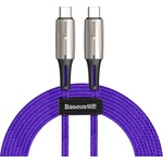 Baseus Кабел с въжена оплетка за устройства с USB-C порт (200 см) - Baseus Water Drop USB-C to USB-C Cable PD 2.0 60W (CATSD-K05) (лилав) (CATSD-K05)