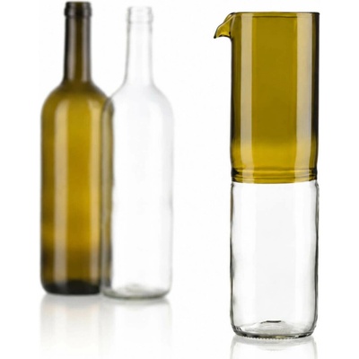 DT GLASS Upcyklovaná karafa Spojení 0,8 l z lahve od vína Barevnou kombinaci uveďte prosím do poznámky k objednávce. 1 kus - bez krabičky