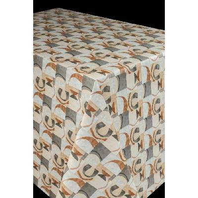 Obrus PVC 674451R, metráž, 20 m x 140 cm, kocky sivo-hnedé s dekorom, IMPOL TRADE